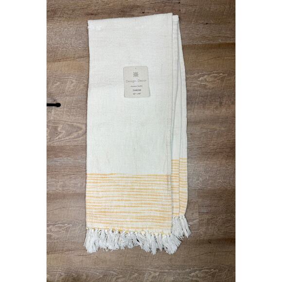Unbranded Other - Cotton Throw Blanket Farmhouse Cottage Core White and Yellow Striped
